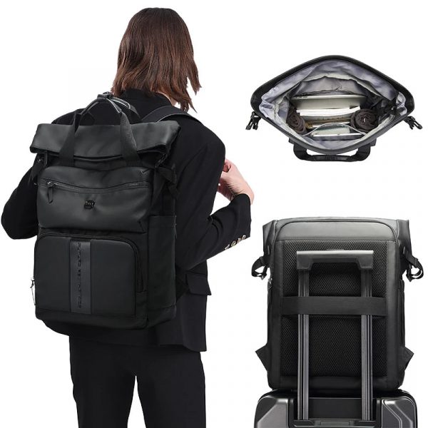 VOYARO Roll-Top Travel Laptop Backpack 25L - Black